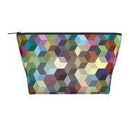 Stampa viola di cubi di colore astratto, Borsa da toilette Borsa per trucco Borsa per cosmetici Borsa da toilette da viaggio portatile