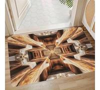Stampa Visiva 3D Grana di Legno con Crepe nello Stagno Tappetino per Pavimento in Terra di Diatomee Assorbente d'Acqua Antiscivolo Tappeti da Bagno Tappetino Decorativo per Ingresso Facile da Pulire