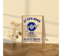 Stampa Vynil, If its nice play it twice, blu navy, decorazione da parete, poster decorativo per feste, arte da parete di tendenza, divertenti stampe artistiche minimaliste, regalo per lui (1) (A2,