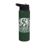 Stampa xilografia bianca Don Quijote The Impossible Dream Stainless Steel Insulated Water Bottle