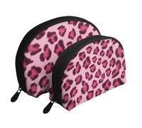 Stampa zebrata rosa, Borsa per trucco a conchiglia Portamonete da donna Borsa da toilette piccola Borsa per cosmetici 2 pezzi