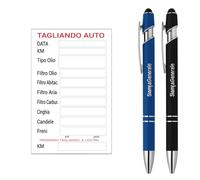 StampaGenerale® - 35 Pz Etichette Adesive in Carta per Tagliando Auto (8,5x5,5 cm) Scrivibili a Penna, Facili da Applicare - Ideali per Revisione e Manutenzione Veicoli (Penna Inclusa)