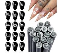 Stampaggio per unghie | 15 pezzi di matite francobolli, strumenti di progettazione con più modelli e scarabocchi, kit manicure per donne, ragazze e