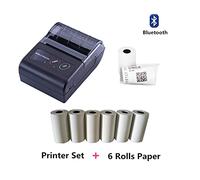 Stampante a getto d'inchiostro portatile Stampante for ricevute termica portatile portatile da 58mm Bluetooth Pocket Mini Wireless Notes Phone Stampante per l'etichetta della data del codice(Add 6 Rol