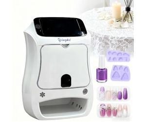 Stampante Digitale Per Unghie 2400DPI Con App Mobile E Schermo Touch 5", Stampante Nail Art 3D Automatica Con Asciugatura U-V LED, Ideale Per Manicure Casa, Eventi E Saloni Professionali(Machine)