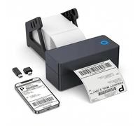Stampante Etichette Termica Bluetooth 4x6 (100x150mm), per Spedizioni DHL, Amazon FBA & Shopify, Inclusi Supporto, Chiavetta USB (Driver) & 30 Etichette, Compatibile con iOS/Android/Windows/Mac