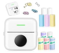 Stampante per adesivi, mini stampante tascabile con 10 rotoli di carta da stampa per Android o iOS APP, stampante Bluetooth portatile senza inchiostro, regalo per bambini, stampante termica per foto,