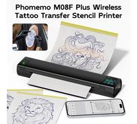 Stampante per stencil per tatuaggi Phomemo M08F Plus con touchscreen, macchina per stampante per tatuaggi Bluetooth con carta di trasferimento Premium da 10 pezzi