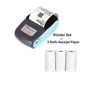 Stampante Portatile, Mini Pocket Wireless Ricevuta termica Stampante Bluetooth-Meno Compatibile in Inchiostro Bill Machine Stampanti Macchina for telefoni cellulari Documenti della stampante(Blauw)