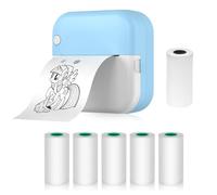 Stampante termica multifunzione per stampa fotografica istantanea senza inchiostro, supporto connessione BT per smartphone, con 1 rotolo di carta da 57 mm + 5 rotoli di carta autoadesivi, compatibile