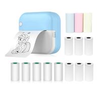 Stampante termica multifunzione per stampa fotografica istantanea senza inchiostro, supporto connessione BT per smartphone, con 9 rotoli di carta da 57 mm + 5 rotoli di carta autoadesivi, compatibile