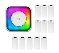 Stampante termica Multifunzione Sticker Maker con luce RGB Foto istantanea Stampa senza inchiostro Supporto Connessione BT per Smartphone con 11 Rotolo di carta termica 57mm Compatibile con iOS