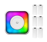 Stampante termica multifunzione Sticker Maker con luce RGB Foto istantanea Stampa senza inchiostro Supporto Connessione BT per smartphone con 6 rotoli di carta 57 mm Compatibile con sistema iOS