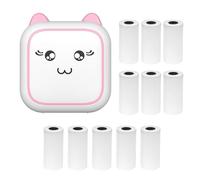 Stampante termica multifunzione Sticker Maker Instant Photo Inkless Supporto Connessione BT per smartphone con 11 rotoli di carta 57 mm Compatibile con iOS Android System per Picture Pink4