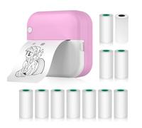 Stampante termica multifunzione Sticker Maker Instant Photo Stampa senza inchiostro Supporto BT Connessione per smartphone con 1 rotolo di carta 57 mm+10 rotoli di carta autoadesiva compatibile con