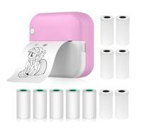 Stampante termica multifunzione Sticker Maker Instant Photo Stampa senza inchiostro Supporto BT Connessione per smartphone con 6 rotoli di carta 57 mm+5 rotoli di carta autoadesiva compatibile con iOS