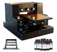 Stampante UV A3 UV Led Flatbed Stampante Multifunzione UV Printer Getto D'inchiostro Portatile USB 1440 x 1440 dpi 220V Con Rotazione per Bottiglie/Carta/Custodia del telefono/Plastica/PVC/Legno/UVDTF