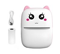 Stampante wireless senza inchiostro per studenti, design portatile con volto di gatto, include rotolo di carta termica e cavo USB,