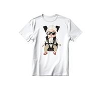 Stampasi Maglietta in Cotone semipettinato Ringspun con Grafica Originale Addio al Celibato con Bambino in Stile Una Notte da Leoni (IT, Testo, M, Regular, Regular, Bianco)