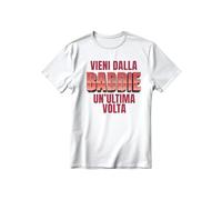 Stampasi Maglietta in Cotone semipettinato Ringspun con Grafica Originale Addio al Nubilato Vieni dalla Baddie Un Ultima Volta (IT, Testo, S, Regular, Regular, Bianco)