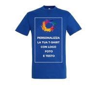 Stampasi Maglietta in Cotone semipettinato Ringspun Personalizzabile con Logo o Immagini (IT, Testo, 4XL, Regular, Regular, Blu Royal)