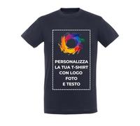 Stampasi Maglietta in Cotone semipettinato Ringspun Personalizzabile con Logo o Immagini (IT, Testo, 4XL, Regular, Regular, Blu)
