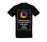 Stampasi Maglietta in Cotone semipettinato Ringspun Personalizzabile con Logo o Immagini (IT, Testo, L, Regular, Regular, Nero)