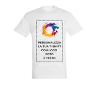 Stampasi Maglietta in Cotone semipettinato Ringspun Personalizzabile con Logo o Immagini (IT, Testo, M, Regular, Regular, Bianco)
