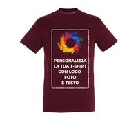 Stampasi Maglietta in Cotone semipettinato Ringspun Personalizzabile con Logo o Immagini (IT, Testo, M, Regular, Regular, Bordeaux)