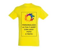 Stampasi Maglietta in Cotone semipettinato Ringspun Personalizzabile con Logo o Immagini (IT, Testo, S, Regular, Regular, Giallo)
