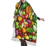 Stampata Sciarpa Donna Fresh Fruits and Vegetables printed Sciarpe Inverno Leggera Scialle 68X196cm