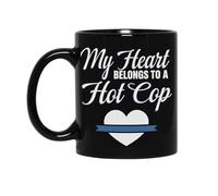 Stampata Tazze di Caffè POLICE WIFE, My Heart Hot Cop Blue Line Tazza Da Caffe particolari Tazzine da caffè per papà Mamma 330ml