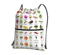 Stampate Borsa con Coulisse Introduction of Various Vegetables Zaino con Coulisse Lavabile in Lavatrice Borse da Palestra per Scuola, Compleanno, Viaggi