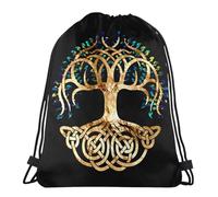 Stampate Borsa Sportiva Tree of Life Sacred Geometry Mandala Borsa con Coulisse Lavabile in Lavatrice Sackpack per Natale, Scuola, Regalo