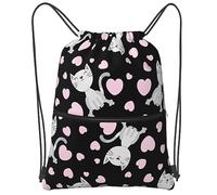 Stampate Sackpack Kitty And Pink Hearts Shopping Zaini Personalizzato Sport String Zaino per Scuola, Regalo, Viaggi
