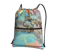 Stampate Zaino con Coulisse Cartoon Wor-LD Map Printing Borse da Palestra Fashion Sport String Zaino per Natale, Regalo, Scuola