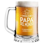 STAMPATEK Boccale per la Birra Personalizzato Regalo Festa del papà Idee Regalo, 520 ml H 15,3 cm Ø 9,3 cm - Personalizzabile regalo compleanno Natale per gli amanti della birra - Miglior Papà