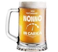 STAMPATEK Boccale per la Birra Regalo Nonno Festa dei Nonni Festa del Papà, 520 ml H 15,3 cm Ø 9,3 cm - Pinta Bicchiere Birra Idea regalo compleanno Natale Nonno in carica