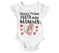 STAMPATEK Body Festa della Mamma Personalizzato con Foto, Body Neonato Mamma Personalizzabile con Foto body personalizzati Tutina Neonata Regalo Mamma Compleanno Buona Prima festa della Mamma