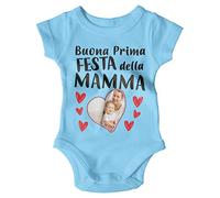 STAMPATEK Body Festa della Mamma Personalizzato con Foto, Body Neonato Mamma Personalizzabile con Foto body personalizzati Tutina Neonata Regalo Mamma Compleanno Buona Prima festa della Mamma