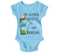 STAMPATEK - Body Neonato Divertente Un altro giro e poi Dormo, Idea Regalo Nascita Tutina neonato, Bimbo Bimba, Pagliaccetto Neonata Zie, Regalo Nipote Nipotino - BD23 - Azzurro 9 mesi