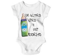 STAMPATEK - Body Neonato Divertente Un altro giro e poi Dormo, Idea Regalo Nascita Tutina neonato, Bimbo Bimba, Pagliaccetto Neonata Zie, Regalo Nipote Nipotino - BD23 - Bianco 6 mesi