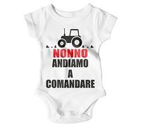 STAMPATEK Body Neonato Trattore Festa dei Nonni Nonno Andiamo a Comandare Bodino Manica Corta Idea Regalo Nascita Tutina Neonato Bimbo
