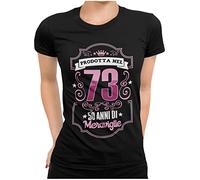 STAMPATEK Maglietta 50 Anni Compleanno Donna Tshirt Festa a Sorpresa Maglia Idea Regalo Donna 50 Anni T-Shirt Divertente Nata nel 1973