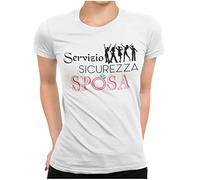 STAMPATEK Maglietta Addio al Nubilato Amiche della Sposa T-Shirt Festa a Sorpresa Maglia Idea Regalo Matrimonio Servizio Sicurezza Sposa - MOD. ST40 - Bianca Large S