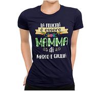 STAMPATEK Maglietta Festa della Mamma Personalizzata con Nome Figlio Figli Tshirt Personalizzabile Mamma Maglia Idea Regalo La Felicità è Essere Mamma Tshirt Donna Il miglior Regalo Mamma