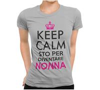 STAMPATEK Maglietta Futura Nonna Tshirt Festa dei Nonni Maglia Idea Regalo T-Shirt Donna Keep Kalm STO per Diventare Nonna