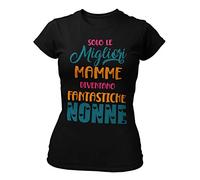 STAMPATEK Maglietta Nonna Mamma Tshirt Festa dei Nonni Maglia Idea Regalo Divertente T-Shirt Donna con Scritta Solo Le Migliori Mamme Diventano Fantastiche Nonne