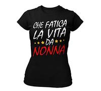 STAMPATEK Maglietta Nonna Mamma Tshirt Festa dei Nonni Maglia Idea Regalo Divertente T-Shirt Donna con Scritta Che Fatica La Vita da Nonna
