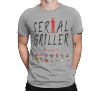 STAMPATEK Maglietta Serial Griller T-Shirt Barbecue Grigliata Idea Regalo Maglia Uomo Divertente Manica Corta con Scritte - Grigia XL